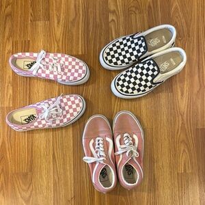 Vans Pink and Black Checkered Sneakers